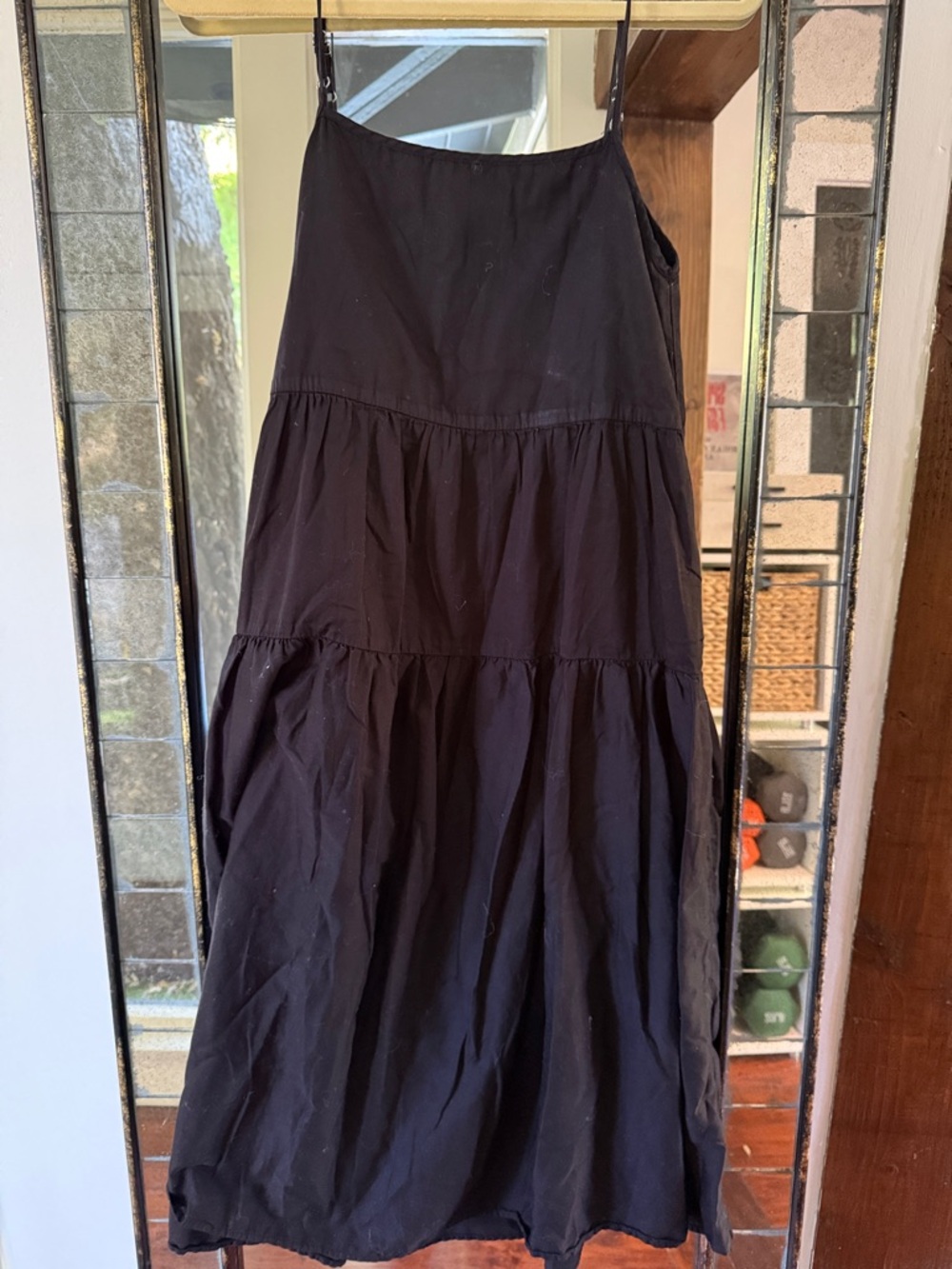 Enza Costa Black Tiered Maxi Dress-Skirt with Spaghetti Straps